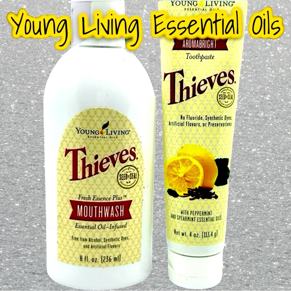 Young Living Essential Oils Signature Thieves Toothpaste & Mouthwash Bundle NWT